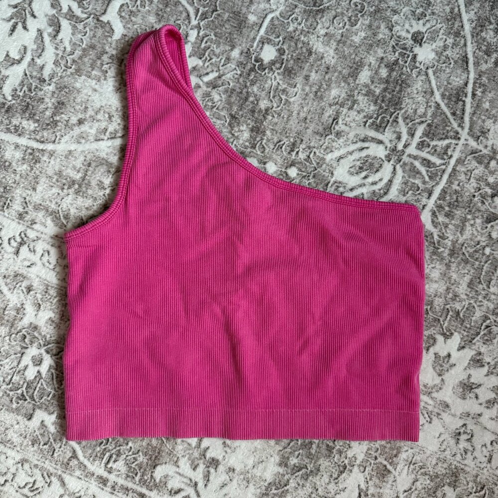 JoyLab Pink Seamless One Shoulder Sports Bra Crop Top Size L